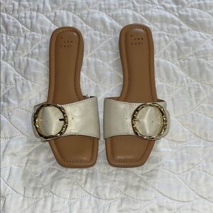 NWOT A New Day Cream Sandals with Gold Buckle